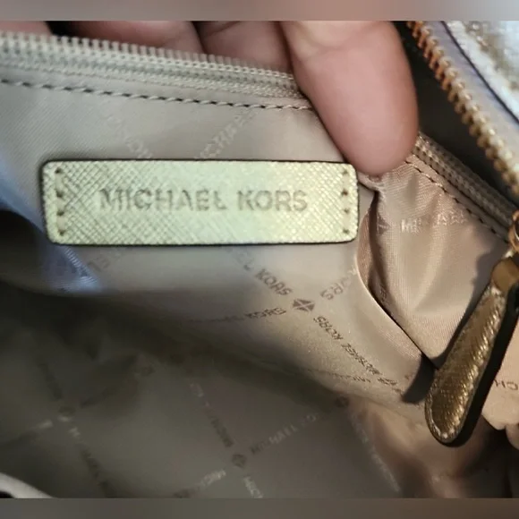 Michael Kor Selma Metallic Pale Gold Studded Women's Cross Body Bag - Picture 8 of 8